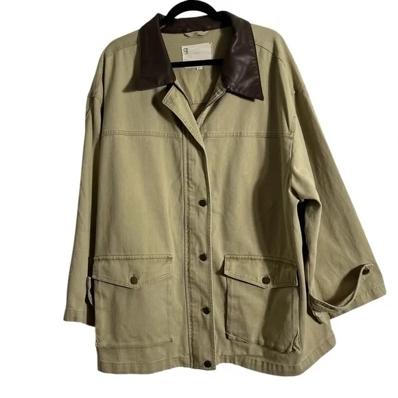 PILCRO x ANTHROPOLOGIE Faux Leather Collar Barn Jacket - Picture 3 of 12